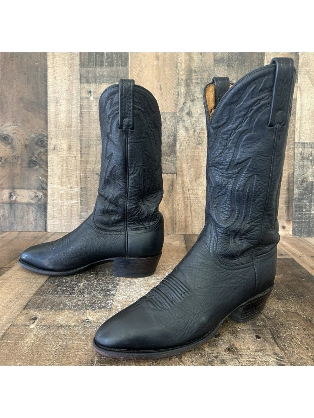 Lucchese 2000 Black T3094R4 Western Cowboy Boots Mens 9 D